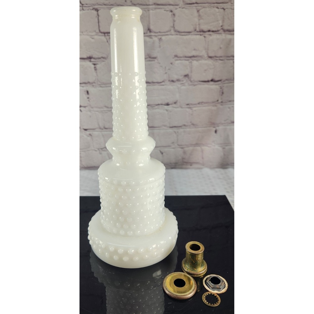 Vintage J-2092 Milk Glass Hobnail Lamp Base